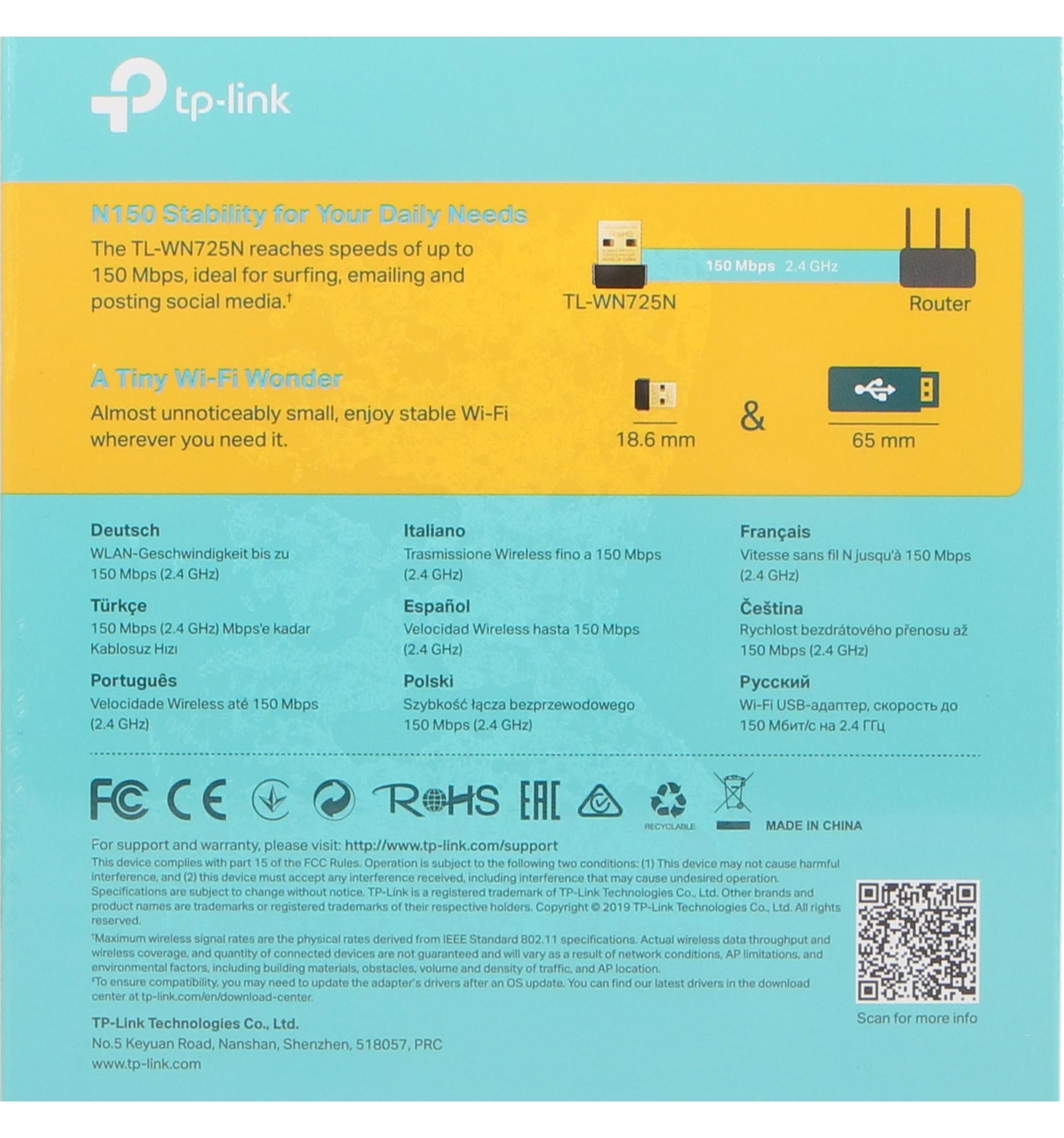 TP-Link TL-WN725N | Discrete USB Dongle WiFi